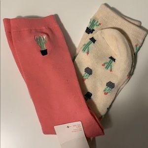 2 pack Pink/Beige Cactus Socks